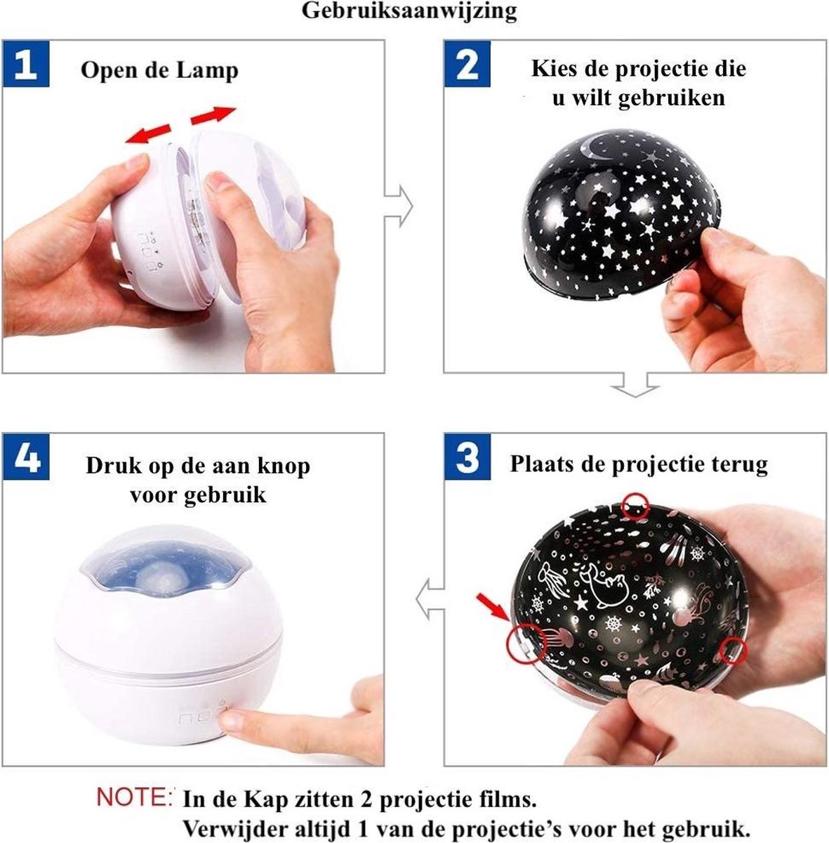 SterrenHemel NachtLamp - Roterende Projector - Galaxy Projector - Zwart – foto 6