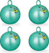 Relaxdays 4 x skippybal in set - voor kinderen - muis design - springbal – groen