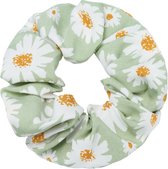 Scrunchie met bloemetjes groen