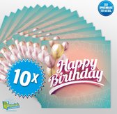 10x Muziekwenskaart - Happy Birthday – zelf opneembaar – 60 seconden – 21x21cm – hoge kwaliteit – inclusief envelop