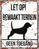 D&D Waakbord / Warning sign square beagle n Wit 20x25cm