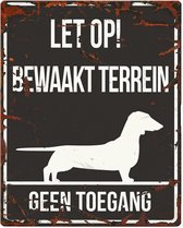 D&D Waakbord / Warning sign square dachshund n Zwart 20x25cm