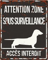 D&D Waakbord / Warning sign square dachshund f Zwart 20x25cm