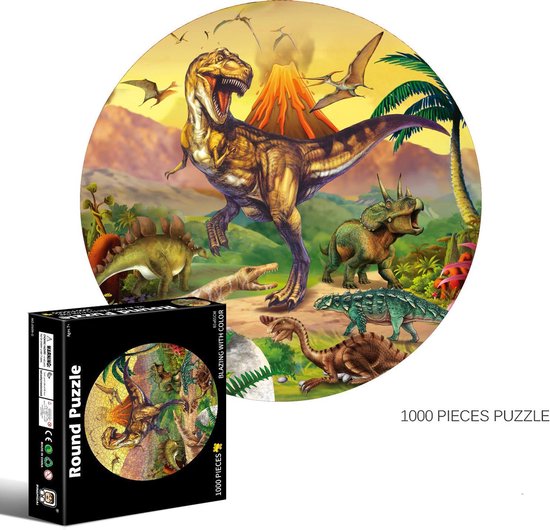 Pinshidai Ronde platte puzzel Dino 1000 stukjes | bol.com