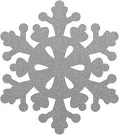 Sneeuwvlok 2 vilt onderzetters  - Lichtgrijs - 6 stuks - ø 9,5 cm - Kerst onderzetter - Tafeldecoratie - Glas onderzetter - Woondecoratie - Tafelbescherming - Onderzetters voor gla