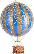 Authentic Models - Luchtballon Travels Light - Luchtballon decoratie - Kinderkamer decoratie - Goud/Blauw - Ø 18cm