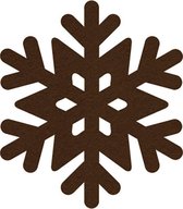 Sneeuwvlok 3 vilt onderzetters  - Donkerbruin - 6 stuks - ø 9,5 cm - Kerst onderzetter - Tafeldecoratie - Glas onderzetter van vilt - Cadeau - Woondecoratie - Woonkamer - Tafelbesc