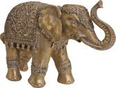 Olifant dieren tuinbeeld antiek goud 27 cm - Tuindecoratie/tuinaccessoires - Decoratiebeelden - Tuinbeelden - Olifanten beelden voor in de tuin