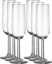 12x Champagneglazen/flutes transparant Bouquet 230 ml - 23 cl - Champagne glazen - Champagne drinken - Champagneglazen van glas