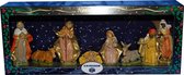 8x Kerststal beelden 8 cm in doos 46 x 19 x 8,5 cm - religieuze kerstbeelden / kerststallen figuren