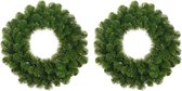 Set de 2x pièces couronnes de Noël vertes / couronnes de porte 45 cm - Décorations de Noël de Noël / couronnes de décoration de Noël / couronnes de porte d'entrée