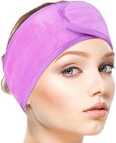 Premium Verstelbaar Badstof Hoofdband | Skincare Headband - Badstoffen Bandeau - Haarband - Make Up - Schoonheidsspecialist - Professioneel & Thuisgebruik - 2 STUKS | Paars