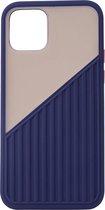 Shop4 - Geschikt voor iPhone 12 mini Hoesje - Back Case Half Transparant Donker Blauw