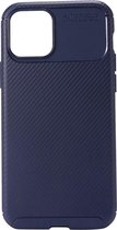 Shop4 - iPhone 12 Hoesje - Back Case Carbon Donker Blauw