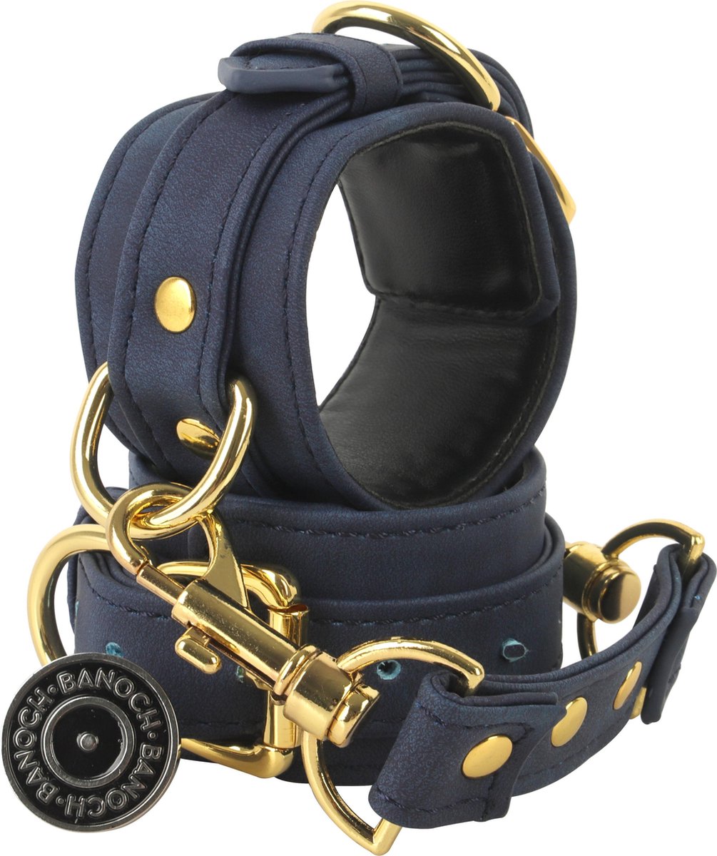 Goedkoopste Banoch | enkelboeien van pu leer | velvet blauw / goud | bondage