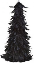 Decoratief kerst boompje Zwart met veren  - Veren boom - decoratie boom van zwarte veren - (breedte / hoogte / diepte) 20x40x20cm