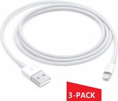 set van 3 stuks USB oplaadkabels Apple iPhone iPad + Gratis 3 Kabelbeschermers