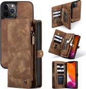 Caseme - vintage 2 in 1 portemonnee hoes - Geschikt voor iPhone 12 / Geschikt voor iPhone 12 Pro - Bruin