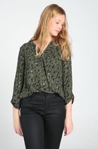 Cassis - Female - Blouse met geometrische print en glitterfolie  - Kaki