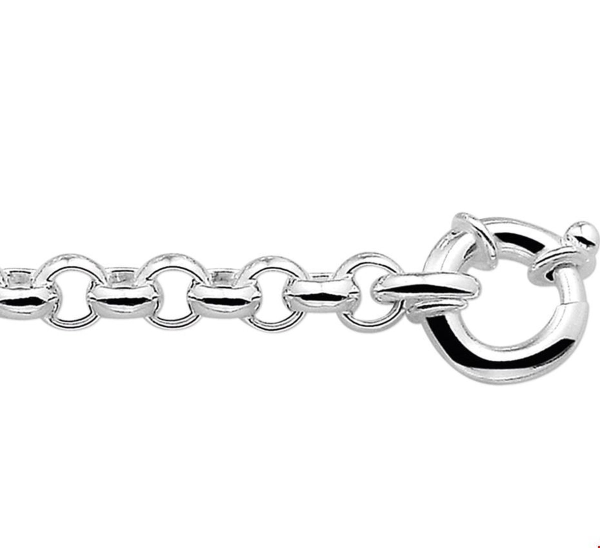 Zilveren armband jasseron 7 mm met groot springslot zilver wit