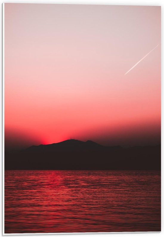 Forex - Roze Lucht bij Zee - 40x60cm Foto op Forex