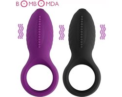 Vibrerende Cockring - silicone penis ring- G-spot stimulator -Zwart
