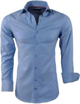 Montazinni - Heren Overhemd - Oxford - Staal blauw