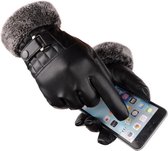 Luxe Winter Handschoenen Met Touch Tip Gloves - Anti-Slip - Touchscreen Gloves - Voor Fiets/Scooter/Sporten/Wandelen - One-Size - Winddicht Met Heerlijk Warme Fleece Voering - Winterhandschoenen - PU Leder - Voor Heren - Zwart