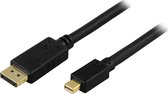DELTACO DP-1106, DisplayPort naar Mini DisplayPort Kabel, Ultra HD in 60Hz, 21,6 Gb / s, 0,5m, Zwart