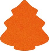 Kerstboom vilt onderzetters  - Oranje - 6 stuks - 10 x 9,5 cm - Kerst onderzetter - Tafeldecoratie - Glas onderzetter - Cadeau - Woondecoratie - Tafelbescherming - Onderzetters voor glazen - Kerst tafelen - Woonaccessoires - Tafelaccessoires
