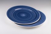 Dudson - Brasserie - Handbeschilderd - Pizzabord - Pannenkoekenbord - 31cm - Blauw - Set á 2 stuks