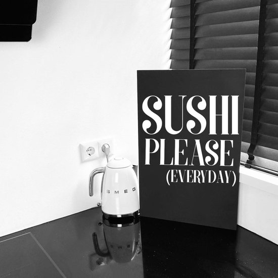Muursticker keuken Sushi please every day-cadeau voor de sushi liefhebber-wit-60 x 40 cm (lxb)