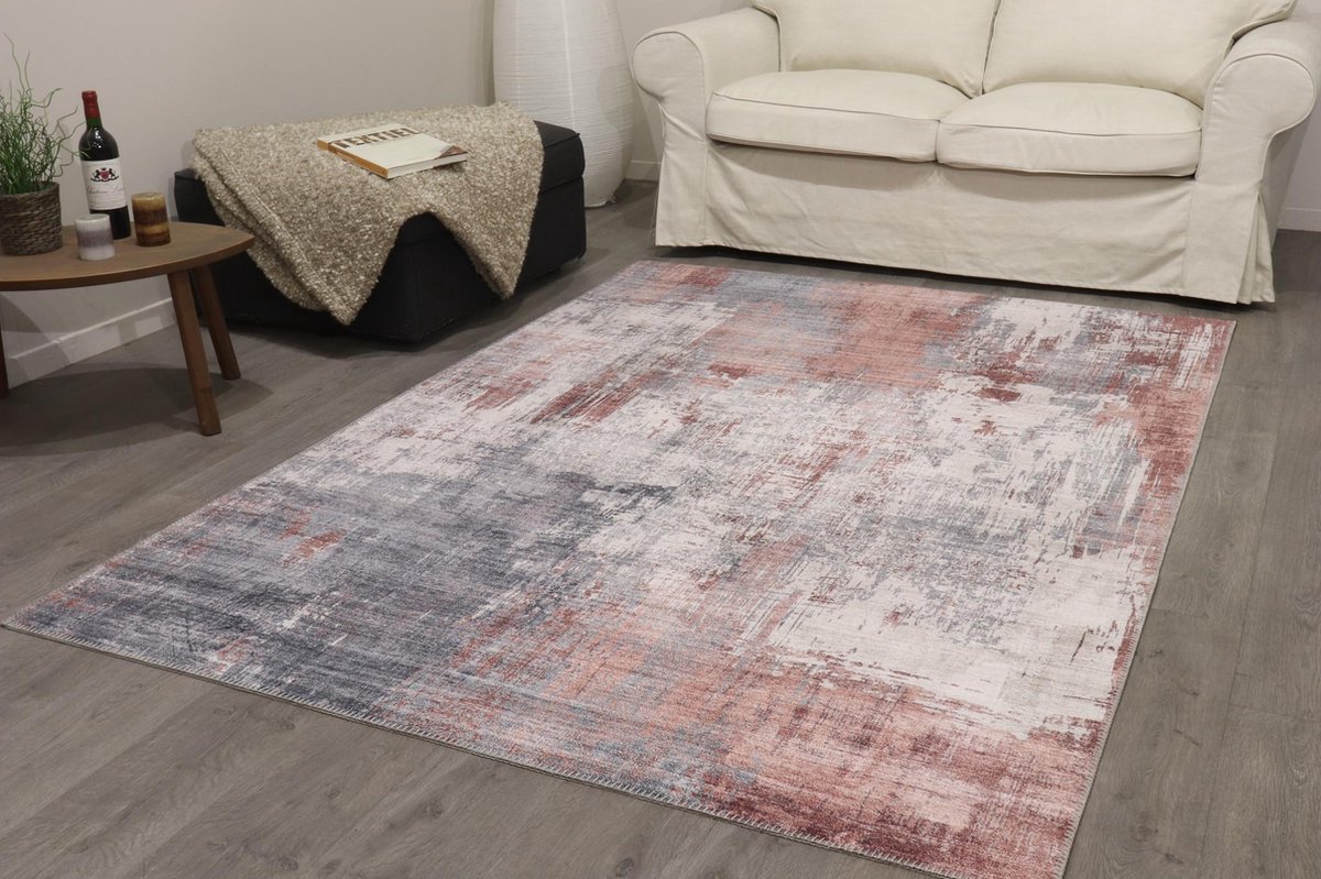 Rossa Abstract Vloerkleed Woonkamer Slaapkamer Modern Noodlijdende Stapel Tapijt Grijs Groot 160x220 cm (5'3'' x 7'6