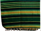 Mexicaanse Deken - Plaid - Serape - Gerecycled Acryl - 210 x 150 - Groen - BBXZZ1greenyellow1
