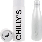 Chilly's Bottle - White Glitter - 500 ml