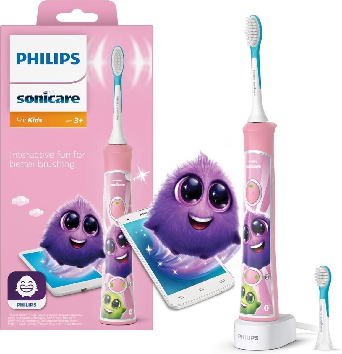 Vet Tram Kanon Philips Sonicare For Kids HX6352/42 - Elektrische tandenborstel - roze |  bol.com