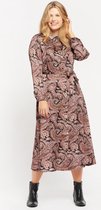 LOLALIZA Maxi jurk met print en lange mouwen - Rood - Maat 38