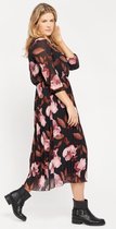 LOLALIZA Maxi jurk met bloemen - Zwart - Maat 44