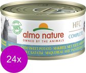 Almo Nature Natvoer met 100% vers vlees of vis voor Katten - HFC Complete - 24 x 70g - in 4 Smaken - Makreel met Zoete Aardappel - 24 x 70 gram