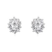 Joy|S - Zilveren elegante ovaal oorbellen zirkonia