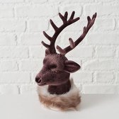 Cerf - Figurine - Ensemble de 2 - Hiver - Plastique - 19 cm - Marron - Peluche