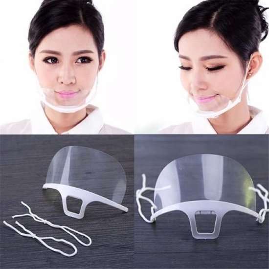 Masque buccal Transparent - Dielay à usage non médical - Écran facial - Face Shield facial Kin - Hygiénique - Réutilisable - 16x7 cm - Dielay
