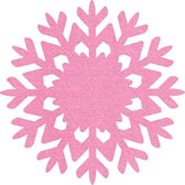 Sneeuwvlok vilt onderzetters  - Roze - 6 stuks - ø 9,5 cm - Kerst onderzetter - Tafeldecoratie - Glas onderzetter - Cadeau - Woondecoratie - Tafelbescherming - Onderzetters voor gl