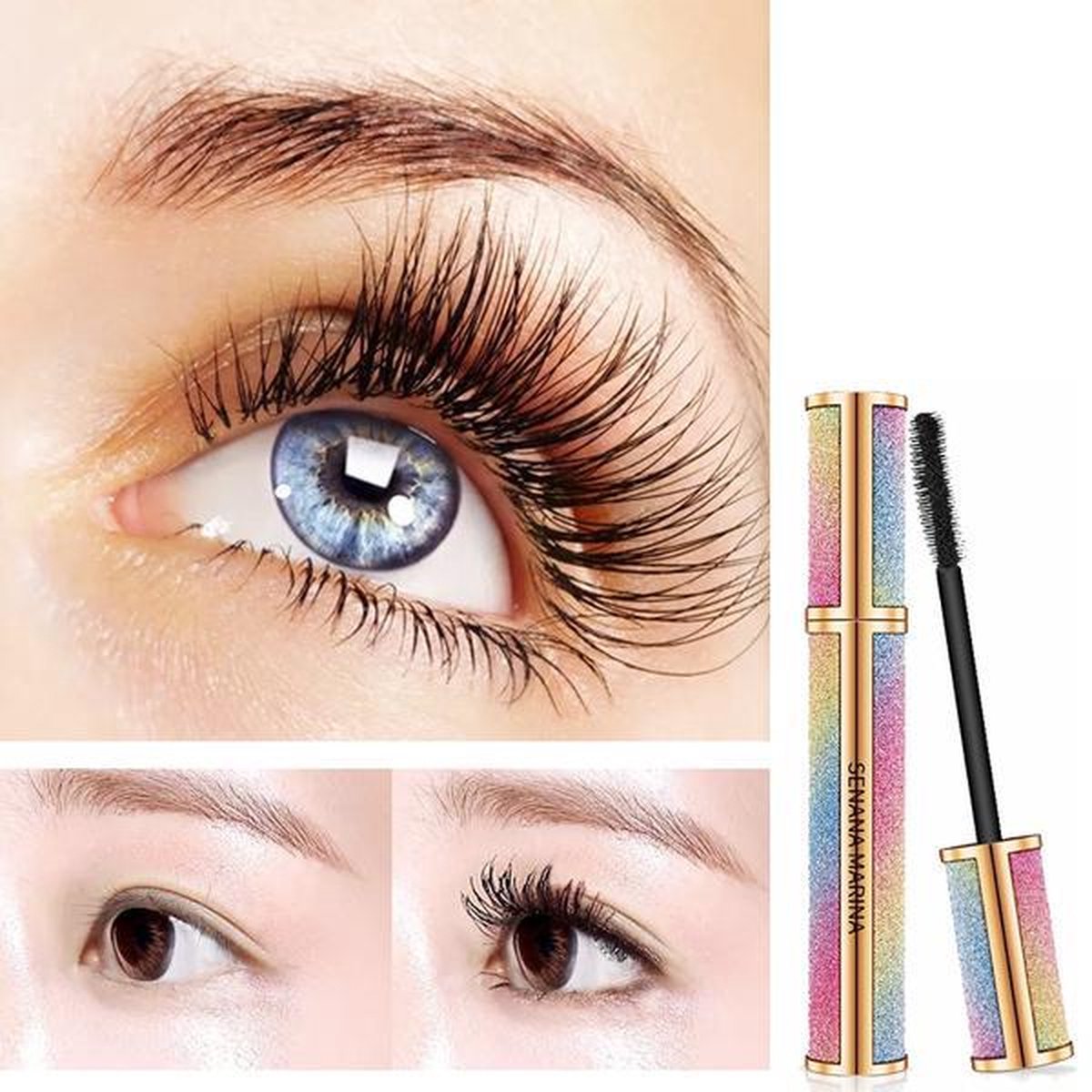 SENANA 4D Silk Fiber Lashes Thick Lengthening Mascara Long Black Lash Eyelash Extension Eye Lashes Brush Makeup Eye Cosmetics