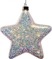 Peha Kerstster Met Glitter Ster Led 18 Cm Glas Parelmoer