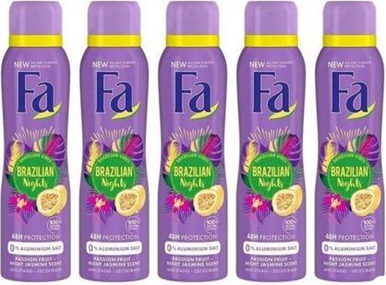 Fa Deospray 150ml Brazilian Nights - Deodorant - 5x 150 ml - Voordeelverpakking - Fa