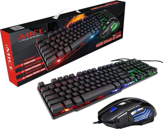 Gaming Keyboard RGB Verlicht Toetsenbord Met Stille Gaming Muis Set  Toetsenbord Muis | bol.com