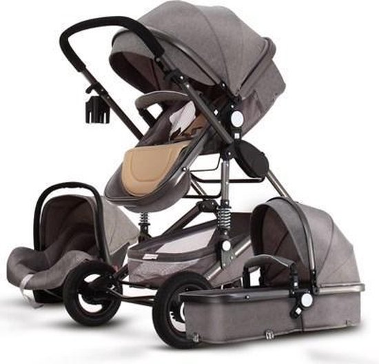 sarcoom eerlijk Alabama Baby Pro Max® Luxe Baby Buggy 3 in 1 | Baby Wagen | Kinderwagen met stoel  en wieg |... | bol.com