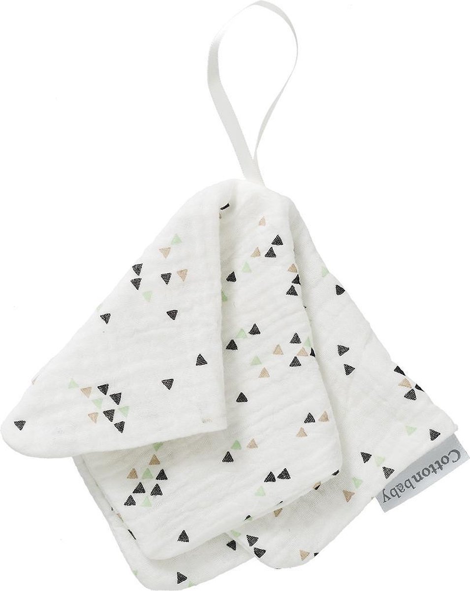 Cottonbaby speendoekje Cottonsoft driehoekjes zwart/wit