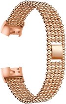 Rose Goudkleurig Metalen Bandje geschikt voor Fitbit Charge 2 – rose gold colored smartwatch strap - Polsbandje - Staal - RVS - Roze Goudkleurige Balletjes